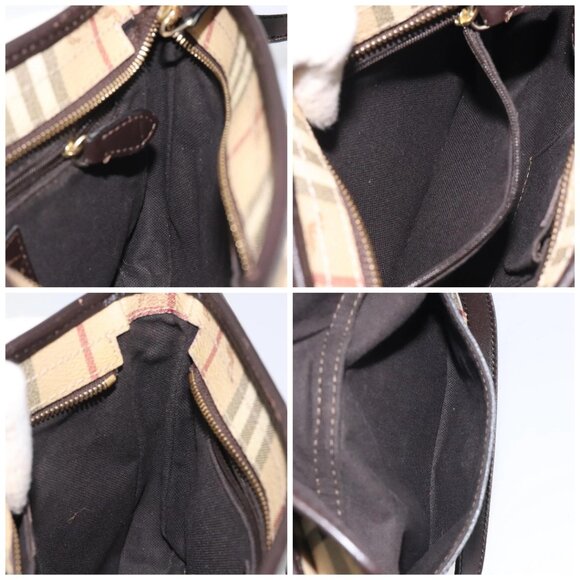 BURBERRY Nova Check Shoulder Bag PVC Beige Gold Auth - Picture 16 of 16